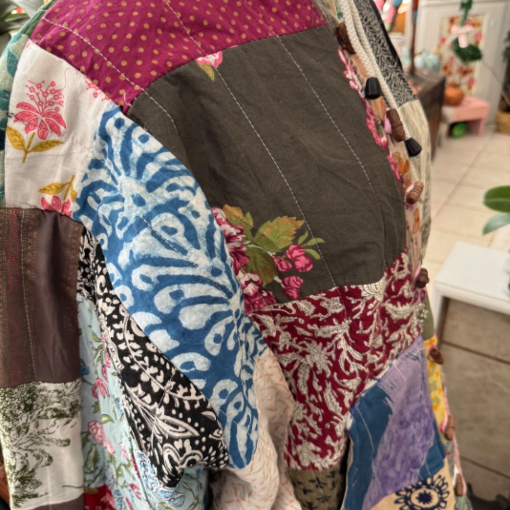 Ashley Taylor Patchwork Hoodie Boho Colorful One … - image 5